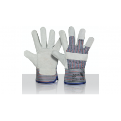 Bullflex werkhandschoenen cowsplitleder rood/blauw , Amerikaantje