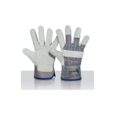 Bullflex werkhandschoenen cowsplitleder rood/blauw , Amerikaantje