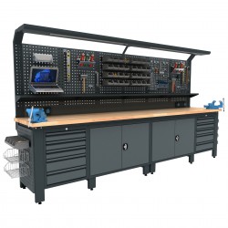 Industriele werkbank 356cm (vaste kasten)