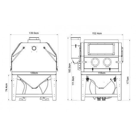 Zandstraalkast 1200liter Straalcabine SBC1200 Duo