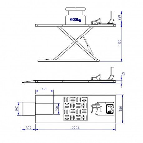 Motorlift professioneel 600kg elektrisch