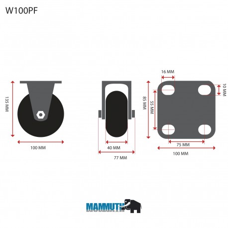 Bokwiel 100x38mm