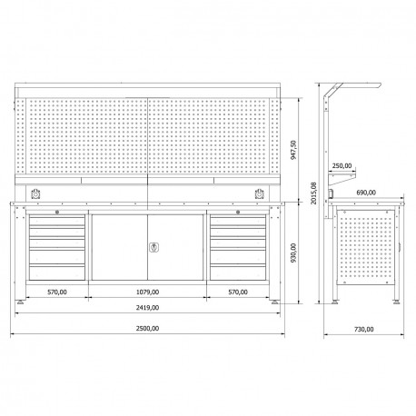 Industriele werkbank 250